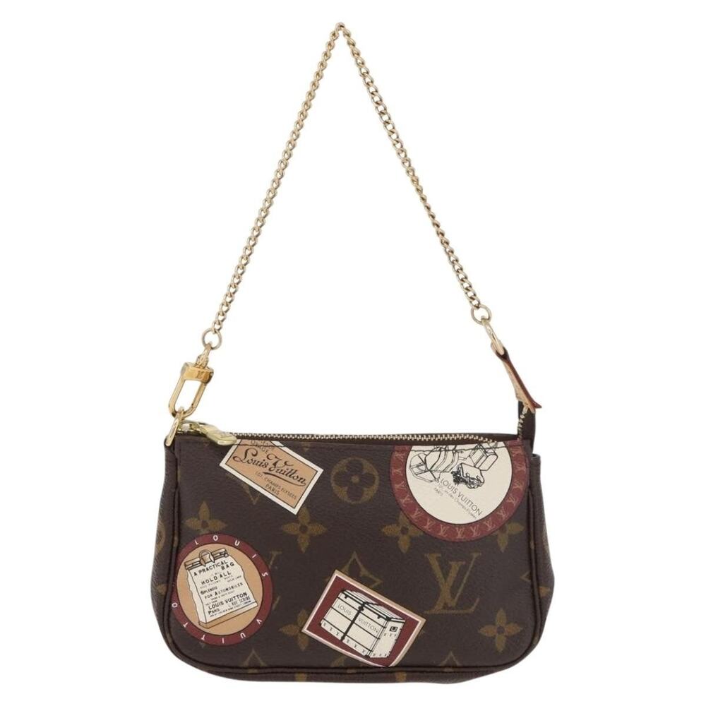 Louis Vuitton Monogram Patch Mini Pochette Accessoires Pouch Brown